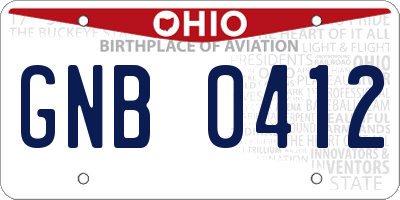 OH license plate GNB0412