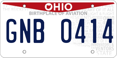OH license plate GNB0414
