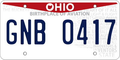 OH license plate GNB0417