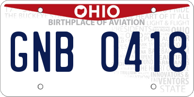 OH license plate GNB0418