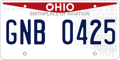 OH license plate GNB0425