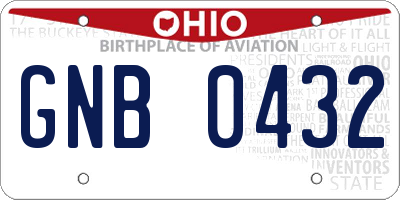 OH license plate GNB0432