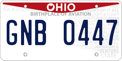 OH license plate GNB0447