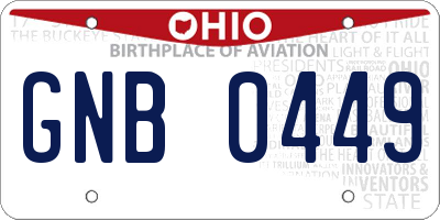 OH license plate GNB0449