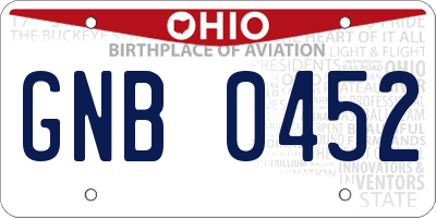 OH license plate GNB0452