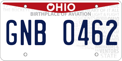 OH license plate GNB0462