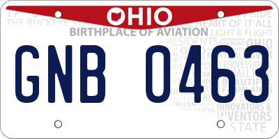 OH license plate GNB0463