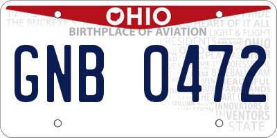 OH license plate GNB0472