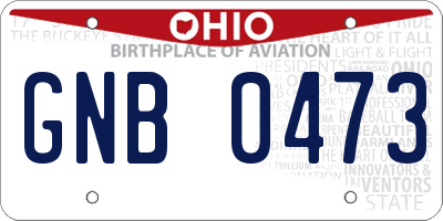 OH license plate GNB0473