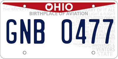 OH license plate GNB0477