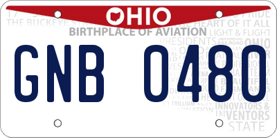 OH license plate GNB0480