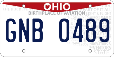 OH license plate GNB0489