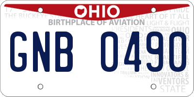 OH license plate GNB0490