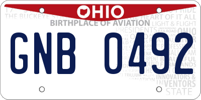 OH license plate GNB0492