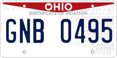 OH license plate GNB0495