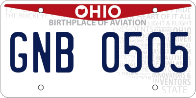 OH license plate GNB0505