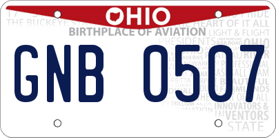 OH license plate GNB0507
