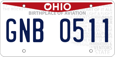 OH license plate GNB0511