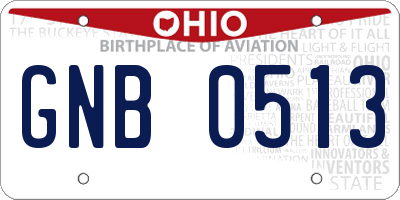 OH license plate GNB0513