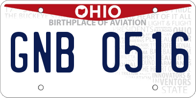 OH license plate GNB0516