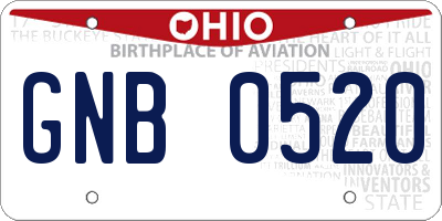 OH license plate GNB0520