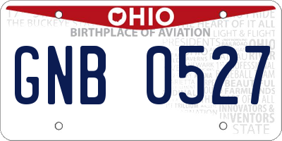 OH license plate GNB0527