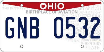 OH license plate GNB0532