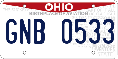 OH license plate GNB0533