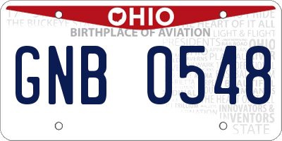 OH license plate GNB0548