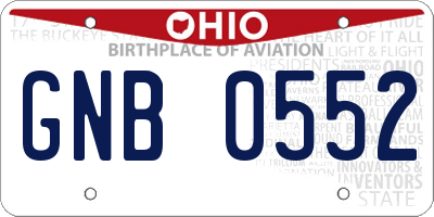 OH license plate GNB0552