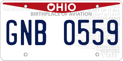 OH license plate GNB0559