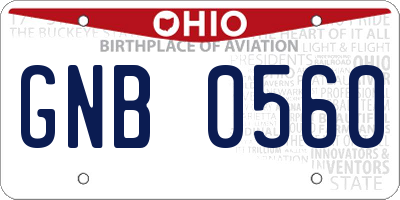 OH license plate GNB0560