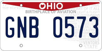 OH license plate GNB0573