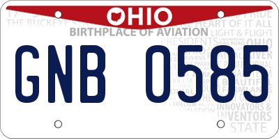 OH license plate GNB0585