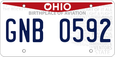 OH license plate GNB0592