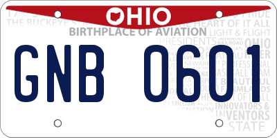 OH license plate GNB0601