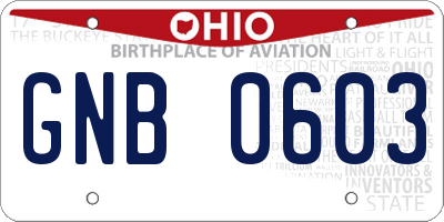 OH license plate GNB0603