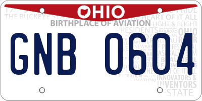 OH license plate GNB0604