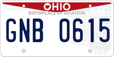OH license plate GNB0615