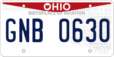 OH license plate GNB0630