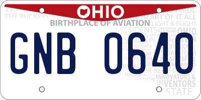 OH license plate GNB0640