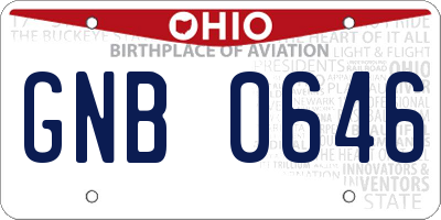 OH license plate GNB0646