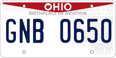 OH license plate GNB0650
