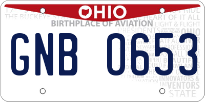 OH license plate GNB0653