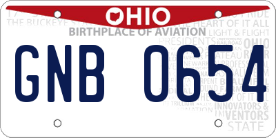 OH license plate GNB0654