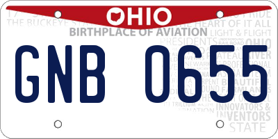 OH license plate GNB0655