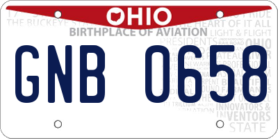 OH license plate GNB0658