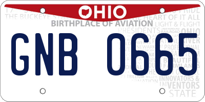 OH license plate GNB0665