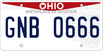 OH license plate GNB0666