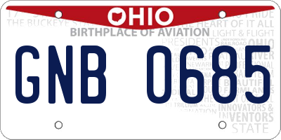 OH license plate GNB0685